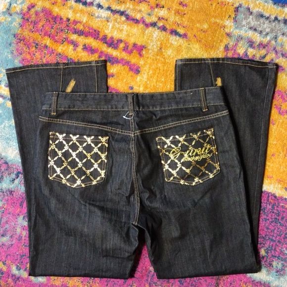 G-Unit Y2K Embroidered High Rise Flare Bottom Vintage Denim Jeans - Picture 2 of 15